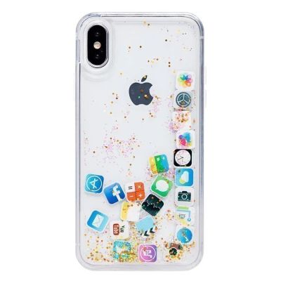 Лот: 12834066. Фото: 1. Чехол iPhone X/ XS Плавающие блестки... Чехлы, бамперы