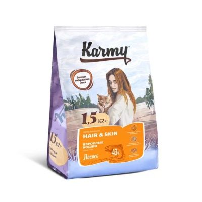 Лот: 13232980. Фото: 1. Корм для кошки Karmy Hair&Skin... Корма