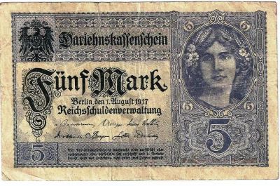 Лот: 16357353. Фото: 1. 5 марок 1917 год . Хорошая . С... Германия и Австрия