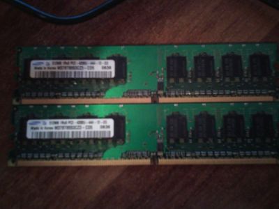 Лот: 4569534. Фото: 1. DDR2 2 по 512 Mb. Оперативная память