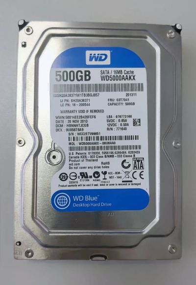 Лот: 21180327. Фото: 1. HDD Жесткий диск WD Blue 500 Гб... Жёсткие диски