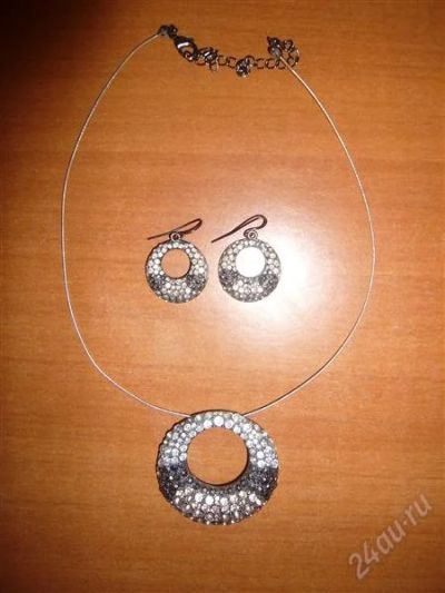 Лот: 1395223. Фото: 1. украшения серьги + кулон! стразы... Серьги, каффы