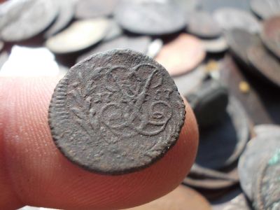 Лот: 14551648. Фото: 1. Очень редкая рельефная полушка... Россия до 1917 года