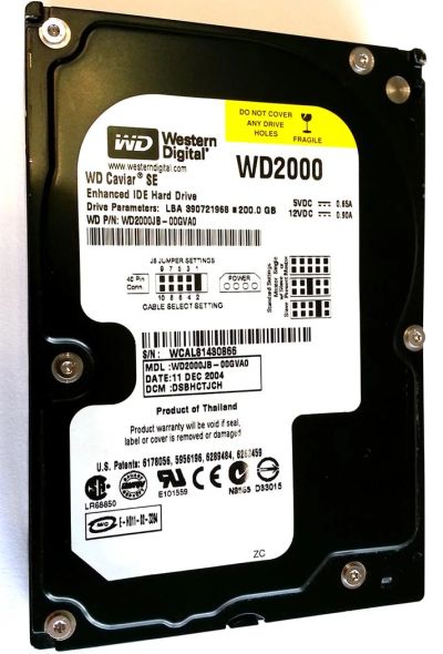 Лот: 3003190. Фото: 1. Жёсткий диск 3.5'' IDE 200Gb WDC... Жёсткие диски (HDD)