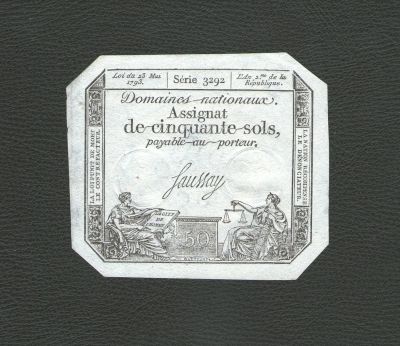 Лот: 18328832. Фото: 1. 50 солей 1793 года. Франция. Революция... Европа