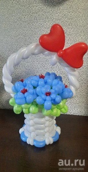 Лот: 17637255. Фото: 1. Корзина с цветами из шаров. Воздушные шары