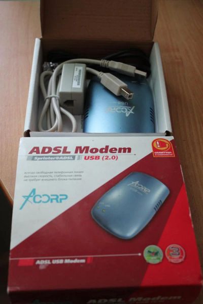 Лот: 2497125. Фото: 1. модем acorp sprinter@adsl usb... Проводные модемы