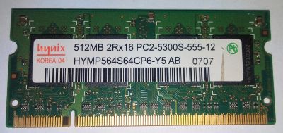 Лот: 5416837. Фото: 1. SO-DIMM Hynix 512MB DDR-II PC2-5300... Оперативная память