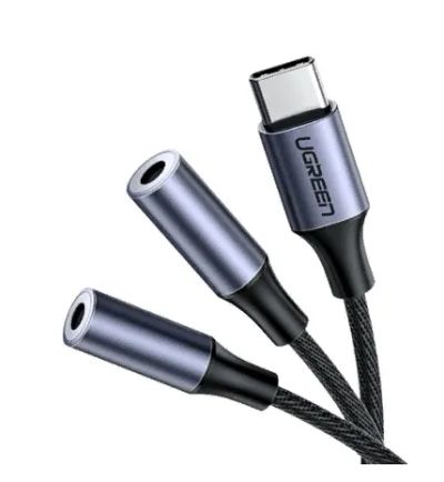 Лот: 25010395. Фото: 1. Переходник USB TypeC - 2*Jack... Шлейфы, кабели, переходники