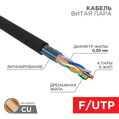 Лот: 23554081. Фото: 1. Кабель витая пара F/UTP, CAT 5e... Провода, кабели
