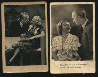 Лот: 438642. Фото: 1. 2 иностранных открытки 1930-40... Фотографии