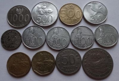 Лот: 11769980. Фото: 1. Индонезия, набор 13 монет, без... Азия