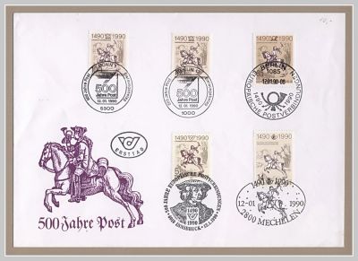 Лот: 3568578. Фото: 1. 500 лет почте. Германия 1990г. Марки