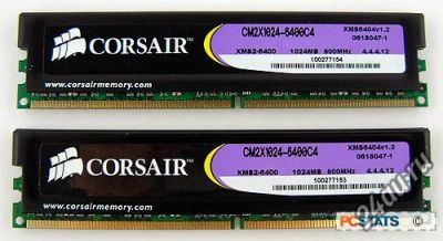 Лот: 5950983. Фото: 1. Corsair 2x1Gb DDR2 XMS2 6400 CL4. Оперативная память