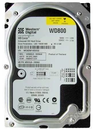 Лот: 2426516. Фото: 1. HDD 80 GB WD WD800LB 80GB IDE... Жёсткие диски (HDD)