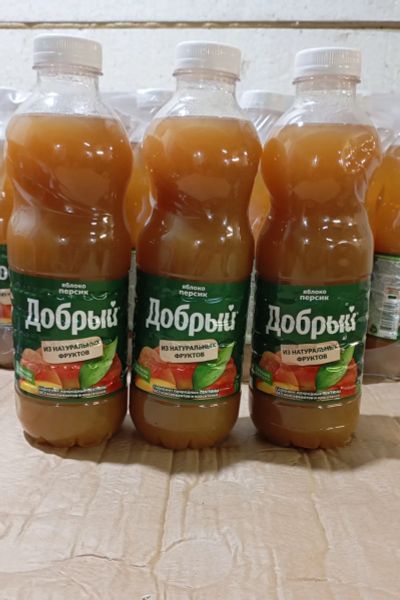 Лот: 25406560. Фото: 1. сок Добрый яблоко персик 1 л. Напитки