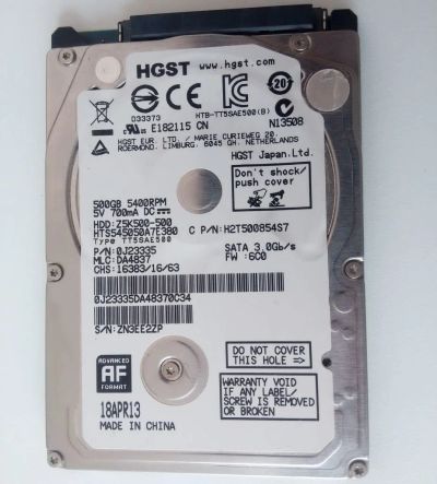 Лот: 16305849. Фото: 1. HGST Travelstar Z7K500 500 Gb. Жёсткие диски (HDD)