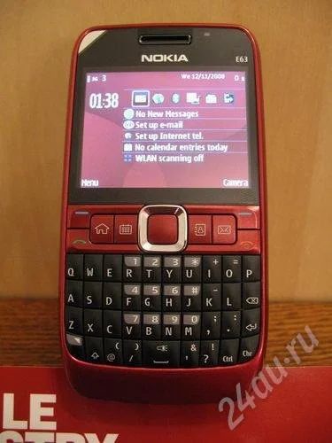 Лот: 704632. Фото: 1. nokia e 63(red)с документами!отс... Кнопочные мобильные телефоны