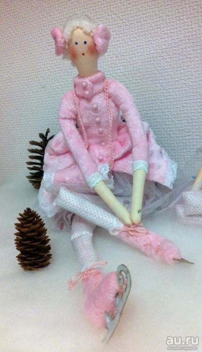Лот: 8677598. Фото: 1. Тильда-конькобежка(розовая), кукла... Авторские куклы, игрушки, поделки