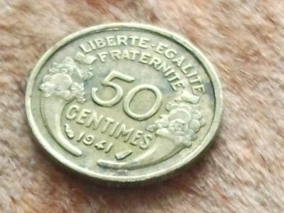 Лот: 12169339. Фото: 1. Монета 50 сантим Франция 1941... Европа