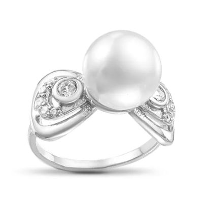 Лот: 23850514. Фото: 1. Кольцо из серебра с жемчугом SWAROVSKI... Кольца, перстни
