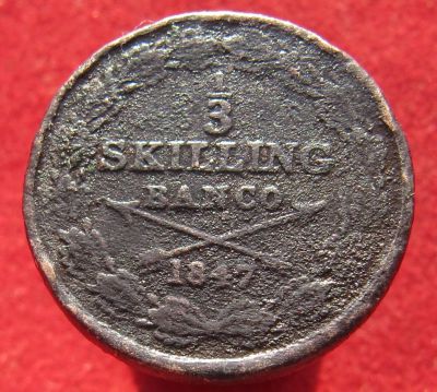 Лот: 16995912. Фото: 1. Швеция ⅓ скиллинга банко, 1847г... Европа