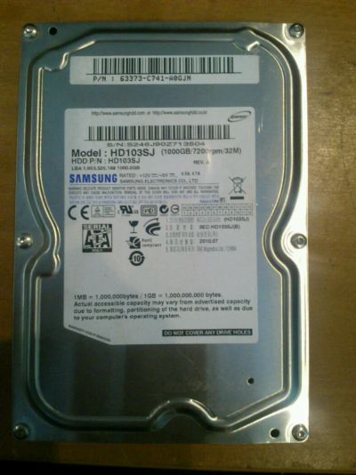 Лот: 4167758. Фото: 1. Samsung HD103SJ 1000GB. Жёсткие диски (HDD)