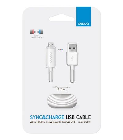Лот: 4754080. Фото: 1. USB 2.0 Deppa micro USB световая... Дата-кабели, переходники