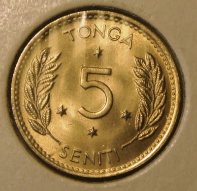 Лот: 3618478. Фото: 1. Королевство Тонга. 5 сенити 1967... Австралия и Океания