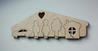 Лот: 3683150. Фото: 1. Ключница деревянная с крючками... Крючки, вешалки