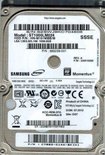 Лот: 5691447. Фото: 1. Samsung HN-M101MBB (для ноутбука... Жёсткие диски (HDD)