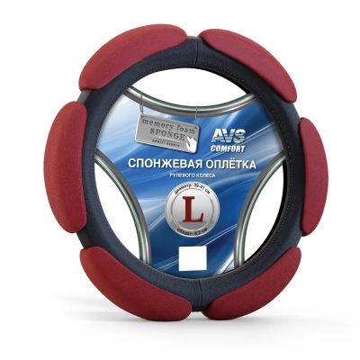 Лот: 20585662. Фото: 1. Спонжевая оплетка руля AVS SP-426L-RD... Другое (оснащение, оборудование, аксессуары)