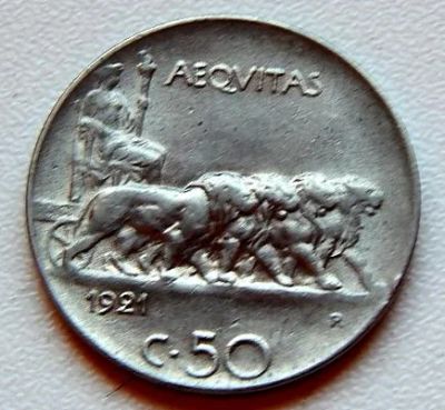 Лот: 7775198. Фото: 1. На ЗАКАЗ.Италия.50 чентезимо 1921... Европа