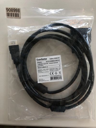 Лот: 25412349. Фото: 1. Кабель ExeGate HDMI - DVI-D 1... Шлейфы, кабели, переходники