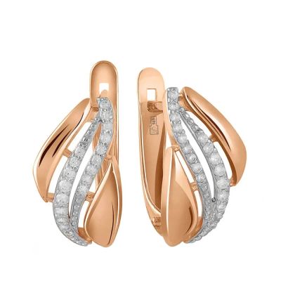 Лот: 23877546. Фото: 1. Серьги TALANT из золота с фианитами. Серьги, каффы