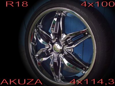 Лот: 5414790. Фото: 1. Диски Хром, Полка, R18 AKUZA 4х100... Диски