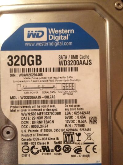 Лот: 10211608. Фото: 1. Жесткий диск для пк 320gb. Жёсткие диски (HDD)