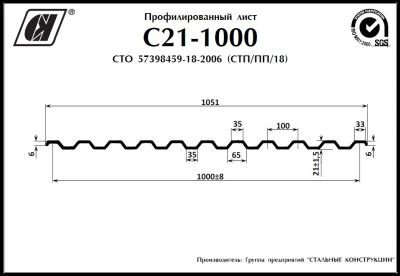Лот: 21420923. Фото: 1. Профлист С21 х1000 0,5. Кровельные материалы