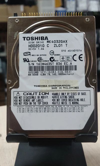 Лот: 21256275. Фото: 1. HDD для ноутбука 2.5"IDE/40Гб... Жёсткие диски (HDD)