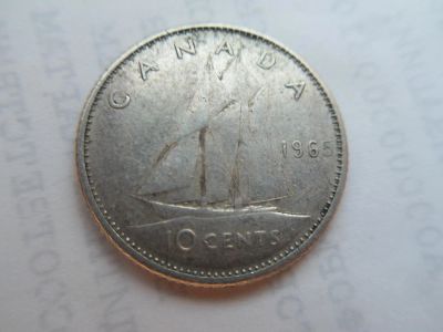 Лот: 11037937. Фото: 1. Канада 10 центов 1965. Америка