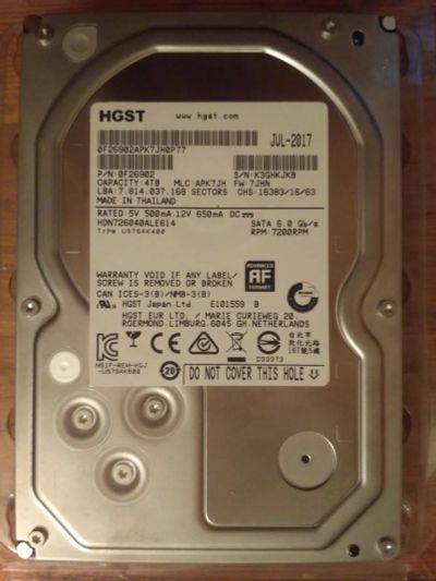 Лот: 11010883. Фото: 1. Жесткий диск HGST 3.5"/4000 Гб... Жёсткие диски (HDD)