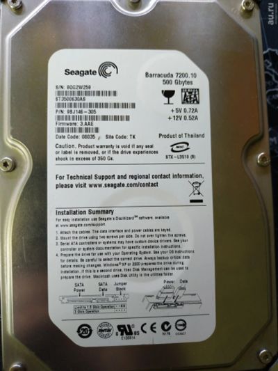 Лот: 16052573. Фото: 1. Жёсткий диск HDD 500gb Seagate... Жёсткие диски (HDD)