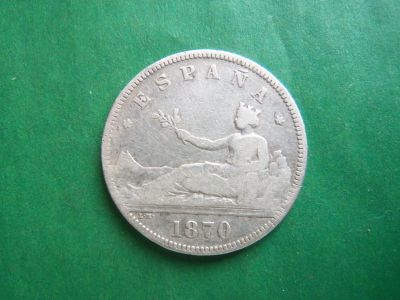 Лот: 21643247. Фото: 1. Испания 2 песеты 1870 г.,серебро... Европа