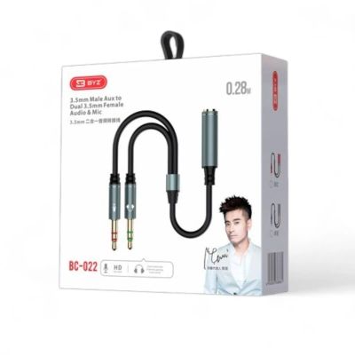 Лот: 25796581. Фото: 1. Кабель BYZ BC-022 2x3.5M->3.5F... Шнуры, кабели, разъёмы