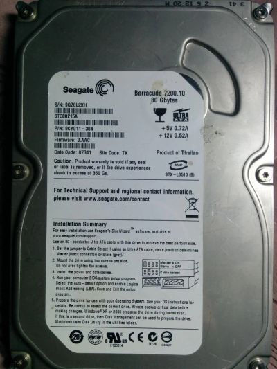 Лот: 4852521. Фото: 1. Жесткий диск HDD IDE Seagate 80... Жёсткие диски (HDD)