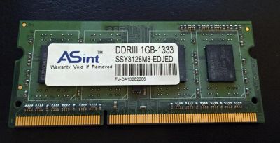 Лот: 8509181. Фото: 1. so-DDR3 1GB PC3-10600 1333Mhz... Оперативная память