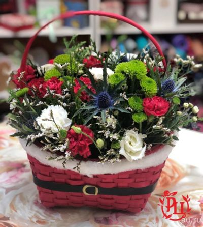 Лот: 13427565. Фото: 1. Лот № 82 Композиция в красноя... Свежие цветы
