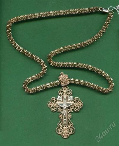 Лот: 2395899. Фото: 1. (№1961) цепь+крест серебро с позолотой... Цепочки