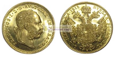 Лот: 19213567. Фото: 1. Австрия 1 дукат 1915 год. Франц... Германия и Австрия