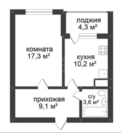 Лот: 11466784. Фото: 1. 1 комнатная квартира, 42м2, Батурина... Квартиры, студии